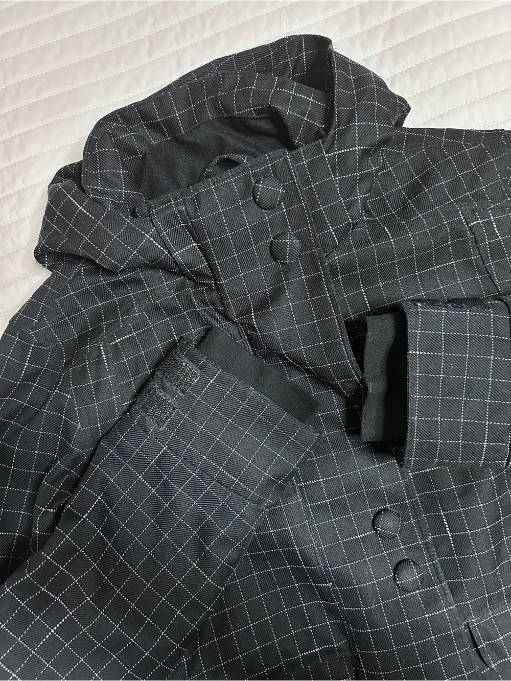 Powder Room Women’s Small Plaid Ski Snowboard Jacket Hooded Black White Lodge